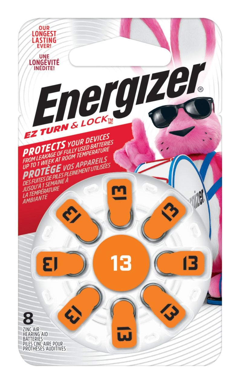 8-pk Size AZ13 1.4V / 1.4 Volt Zinc Hearing Aid Batteries, EZ Turn Lock G0710