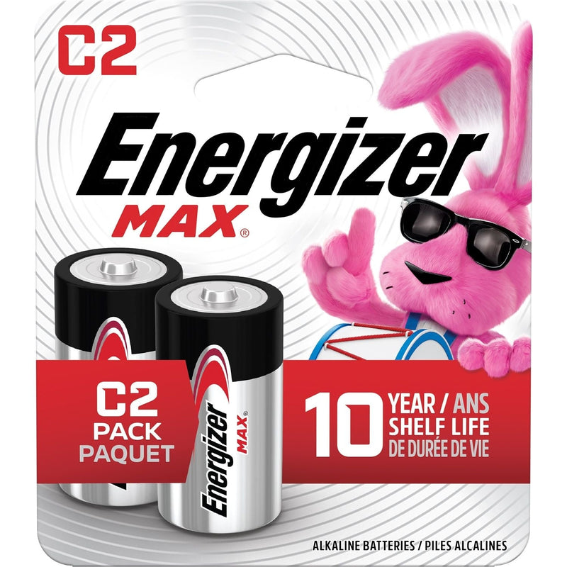 Max 2-pk C Alkaline Batteries, Long Lasting, All Purpose K4108