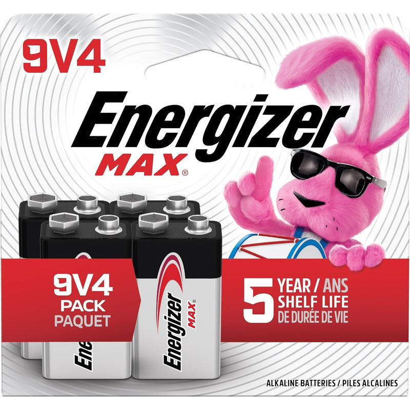 Max 9V Batteries, Long Lasting, All Purpose, Alkaline, 4-pk B5708