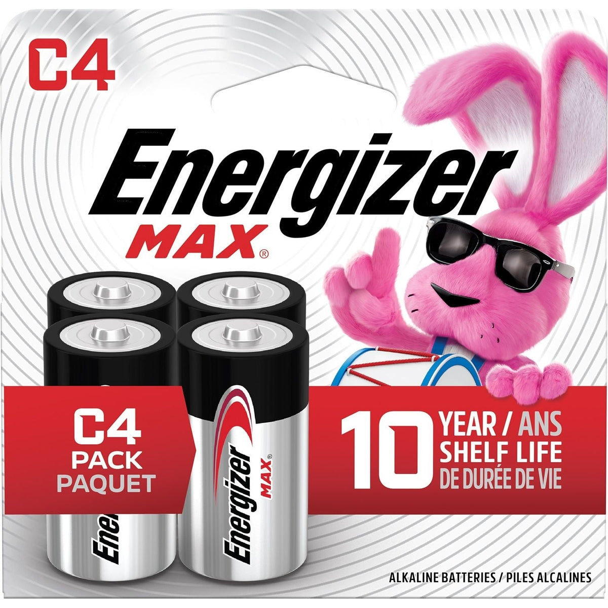 Max4-pk C Alkaline Batteries, Long Lasting, All Purpose