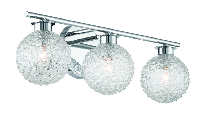 3-Light Chrome Vanity Light with Diamond Shades C5650