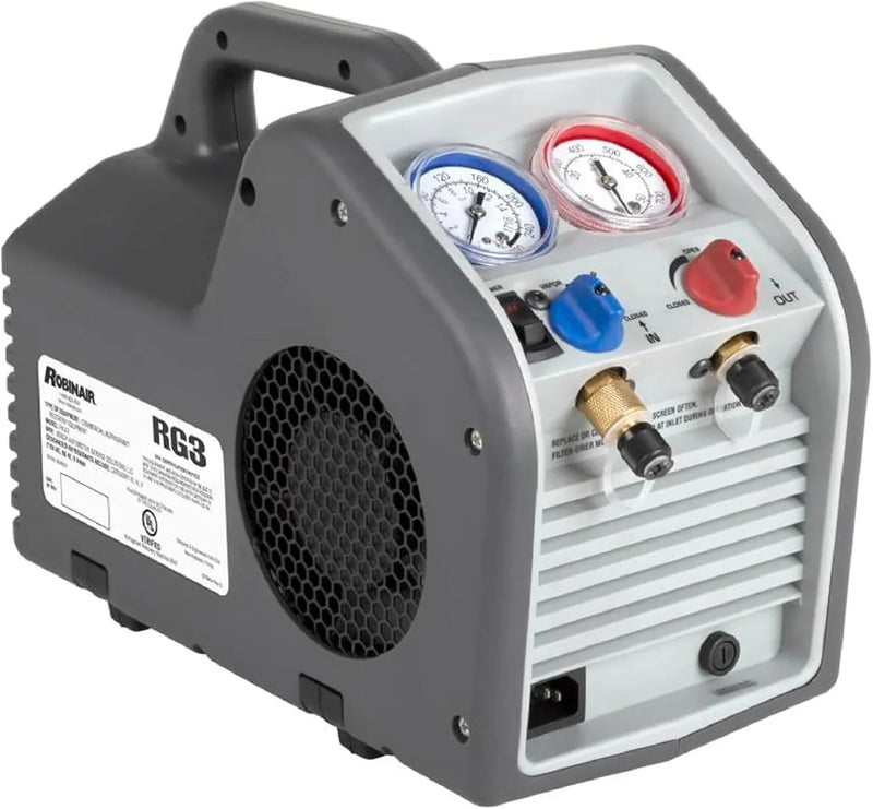 (Portable Refrigerant Recovery Machine – 115V, 60Hz, for Both Liquid and Vapor Refrigerant, White-Robinair P4047