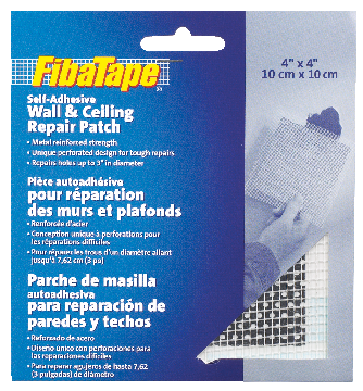 Self-Adhesive Wall & Ceiling Hole Repair Patch For Drywall & Plaster, 4 x 4-in K6821