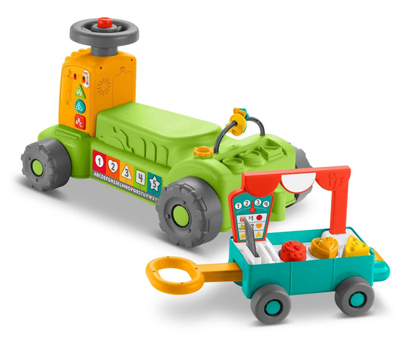 Laugh & Learn 4-in-1 Farm to Market Tractor Ride-On Learning Toy for Baby & Toddlers T9344
