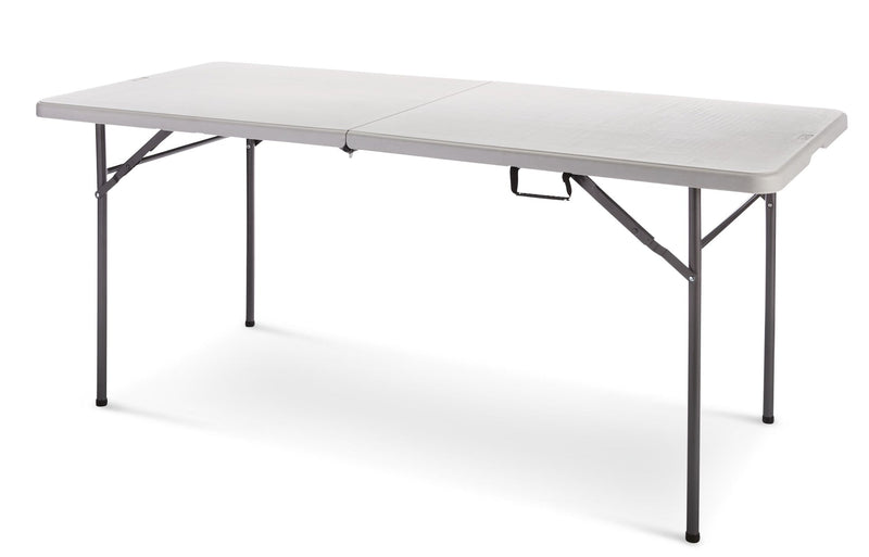 6-ft Portable Plastic & Metal Folding Table with Handle, Grey E9491
