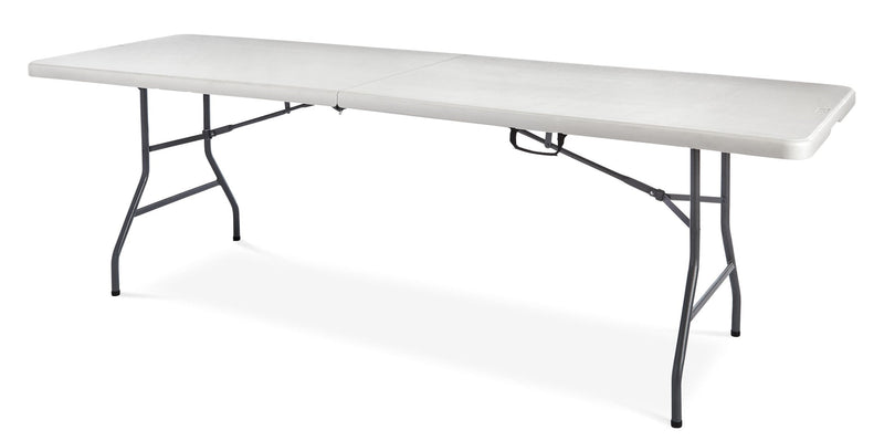8-ft Portable Plastic & Metal Folding Table with Handle, White F4918