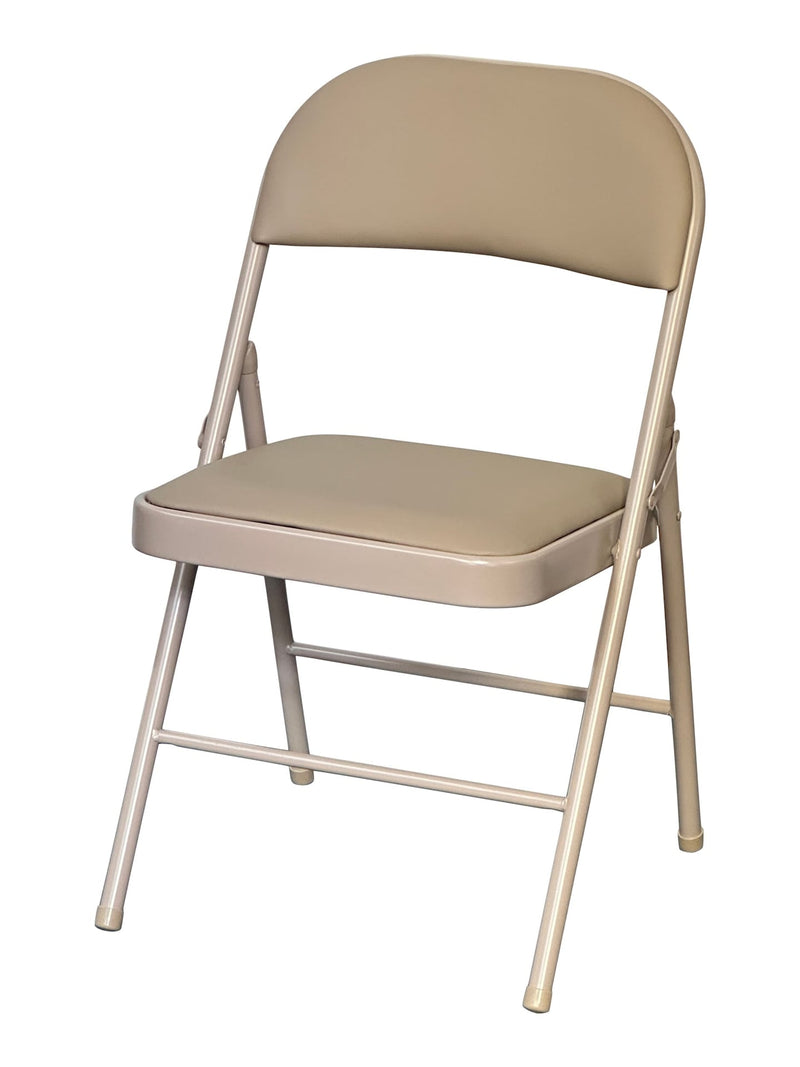 Beige Indoor Padded Vinyl Folding Chair T6394