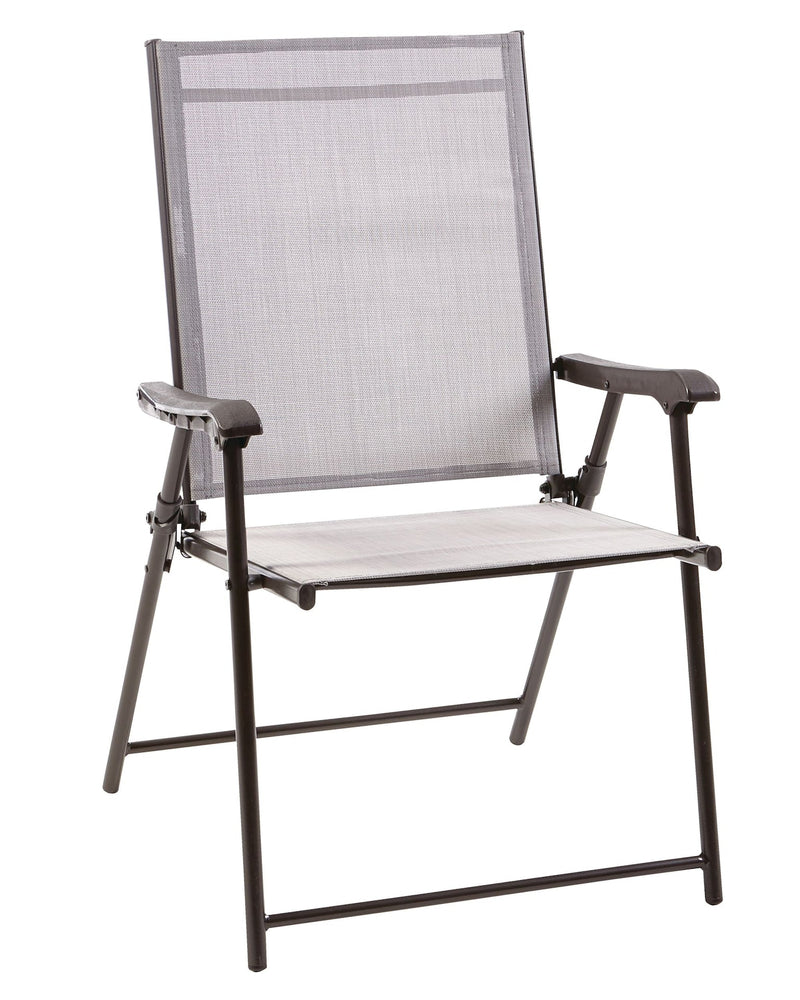 Bluebay Sling Folding Outdoor Patio Accent Chair, Grey, 25x24x37-in Q5933