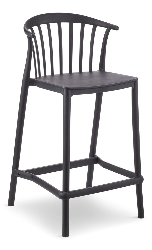 Elevated Plastic Bar Stool with Footrest, Black Q1086