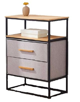 Fabric 2-Drawer 1-Shelf Storage Organizer, Wood M2834