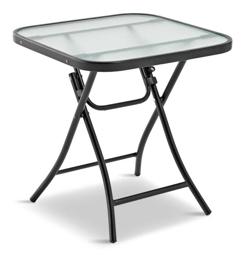 Folding Outdoor/Patio Side Table with Glass Top, Assorted, 18-in Z6136