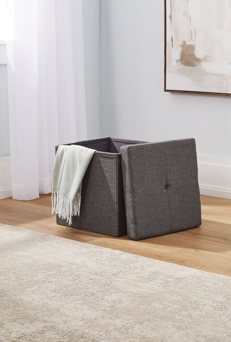 Folding Storage Ottoman, Grey Q5960