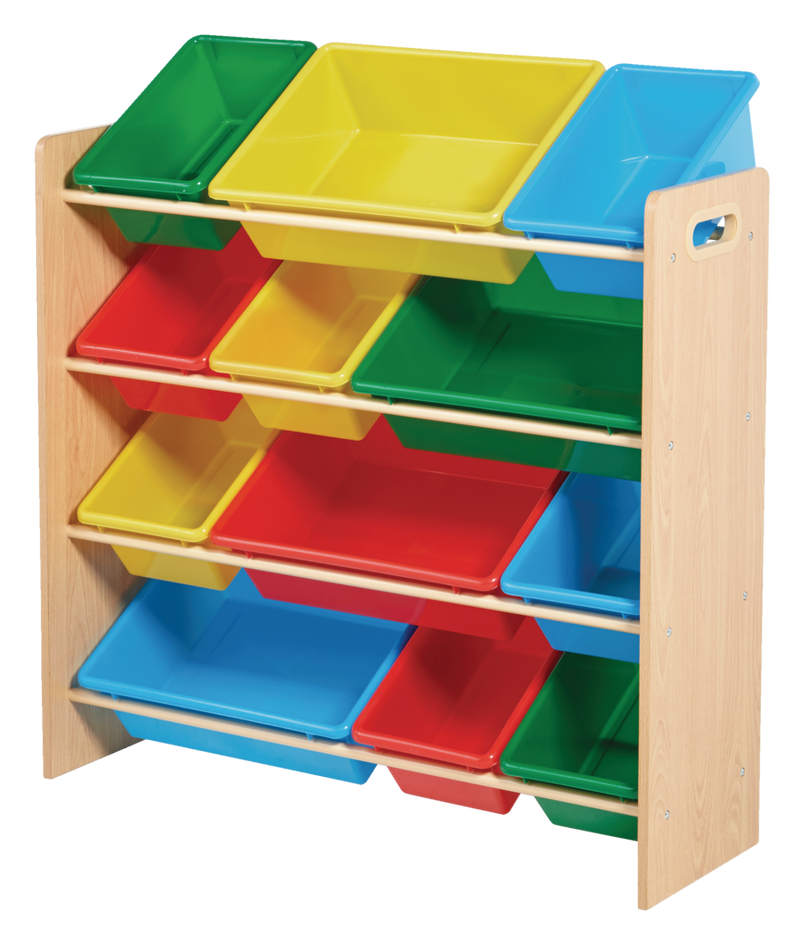 Kids 12-Bin Bedroom/Playroom Toy Storage Organizer, Yellow V7360
