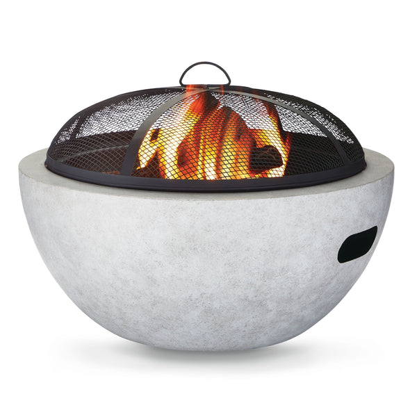 Outdoor Round Steel Wood Burning Firepit with Spark Screen, 24-in P2855