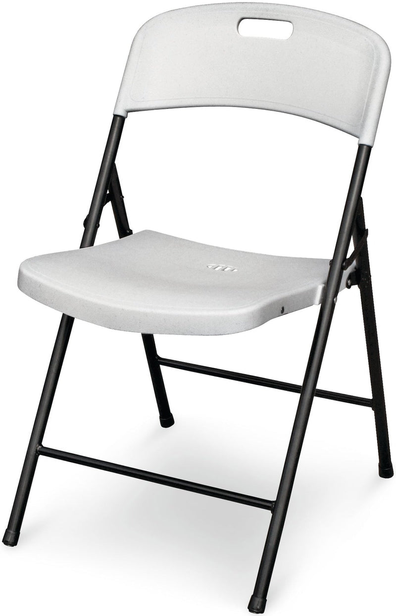 Portable Indoor/Outdoor Contoured Plastic & Metal Folding Chair, White M9181