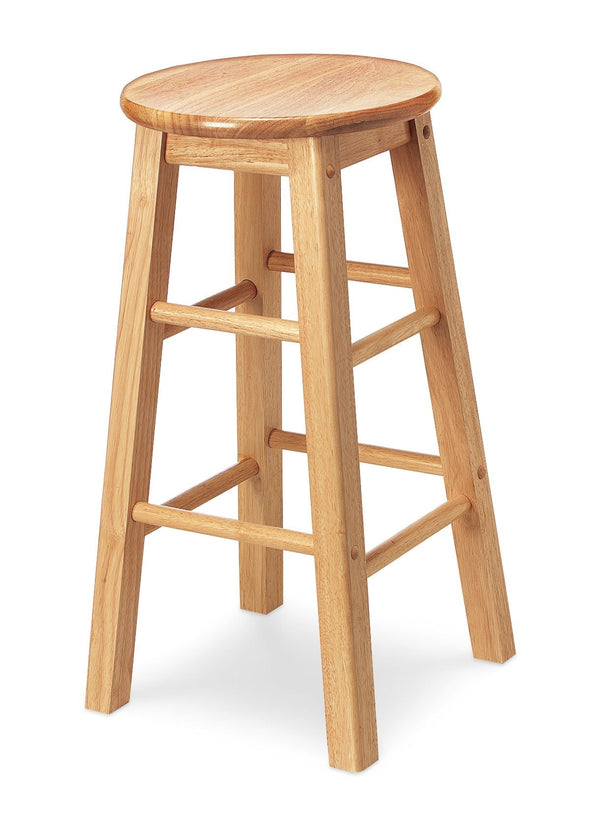 Solid Wood 24" Bar Stool Armless Backless, Natural Finish R7105