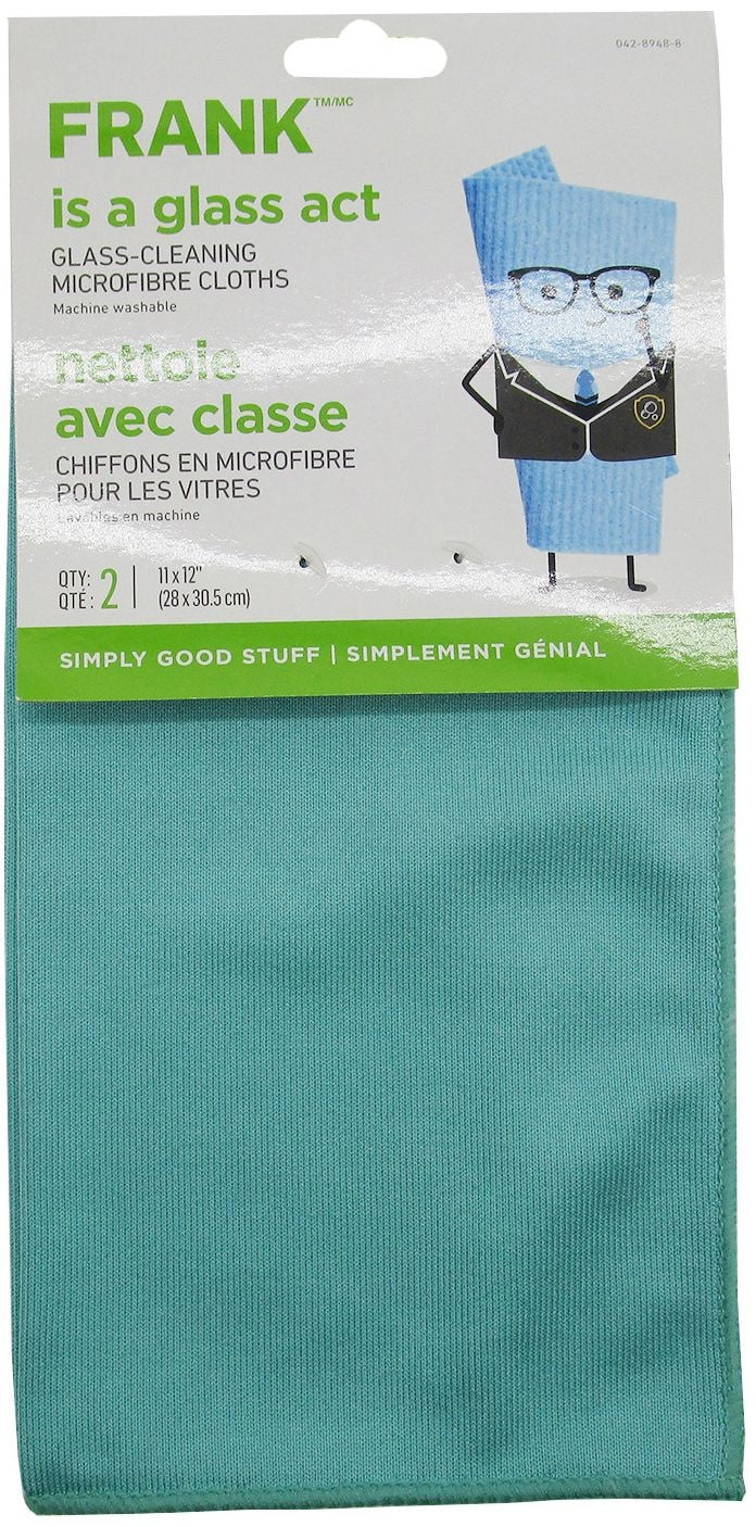 Glass Cleaning Machine Washable Microfibre Cloths, Blue, 2-pk N9631