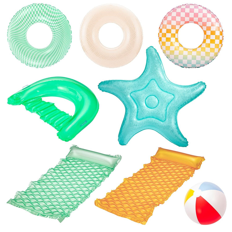Party Pack Pool Loungers with Inflation Tool, 9-pc V8110