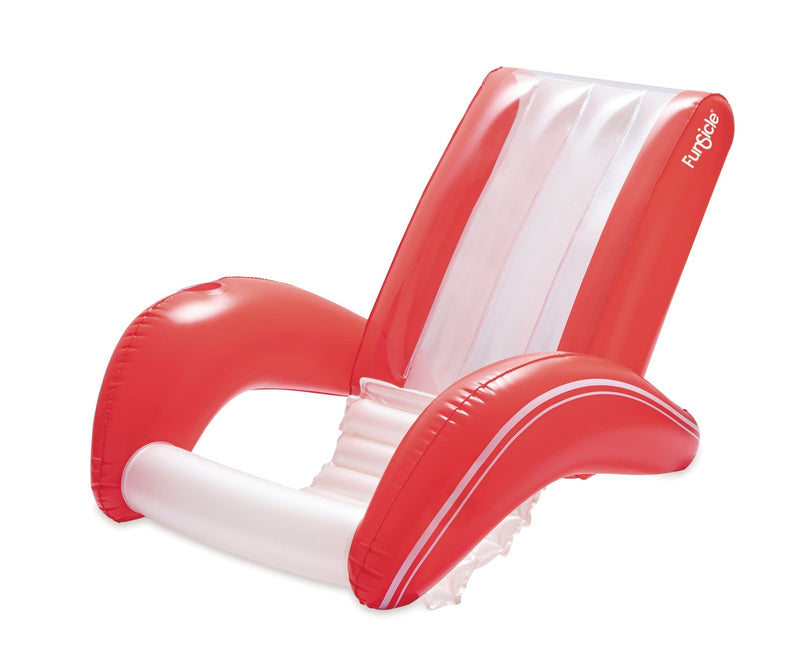Red and White Recliner Floating Pool Lounger, Ages 14+ R4173