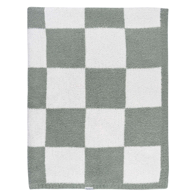 Childrenwear Green Checkered Silky Mink Baby Blanket Z2558