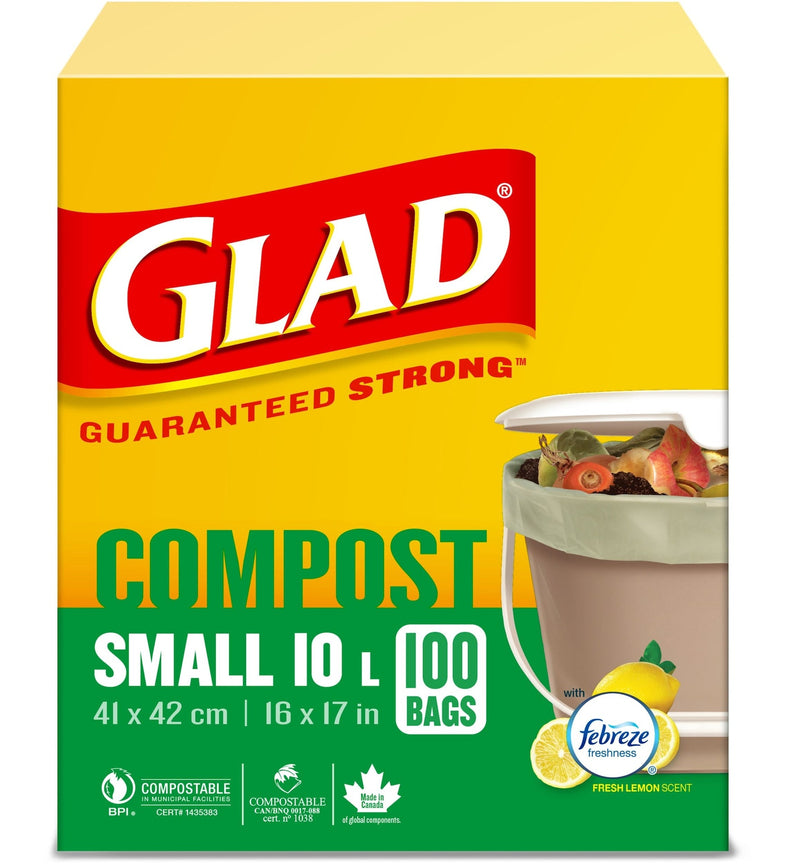 Small 100% Compostable Lemon Scented Food Waste Bags, 100-pk, 10-L V4021