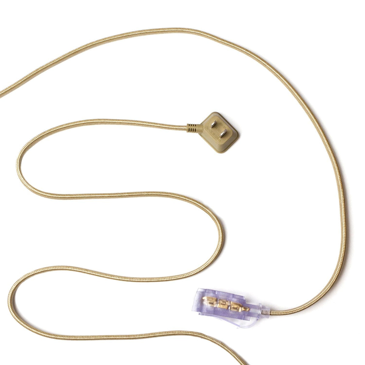 9-ft 16/2 Fabric Extension Cord, Right Angle Plug, 3 Outlets, Gold
