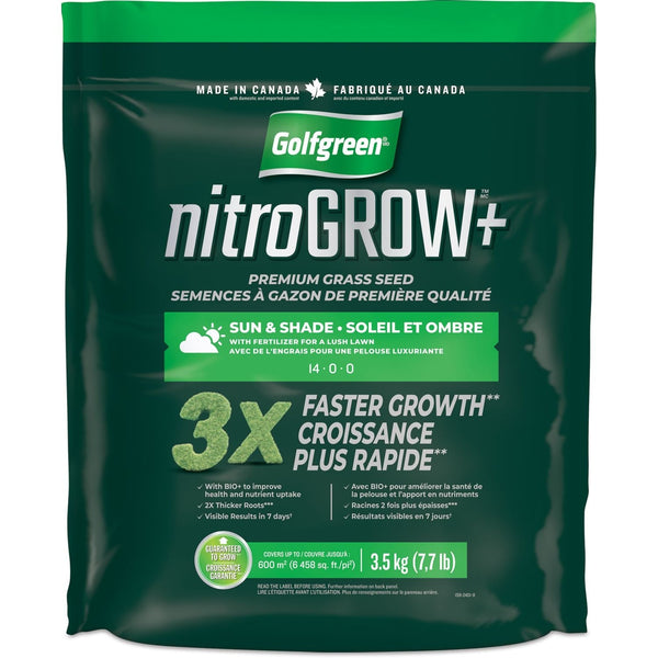 Nitrogrow+ Premium Nitrogen Enriched Sun and Shade Grass Seed with Fertilizer, 14-0-0, 3.5kg U6062