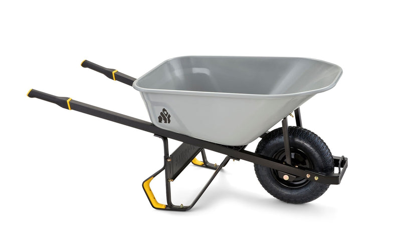Heavy-Duty Easy Pivot/Dump Steel Tub Wheelbarrow, Steel Tray, 6-cu-ft K1908