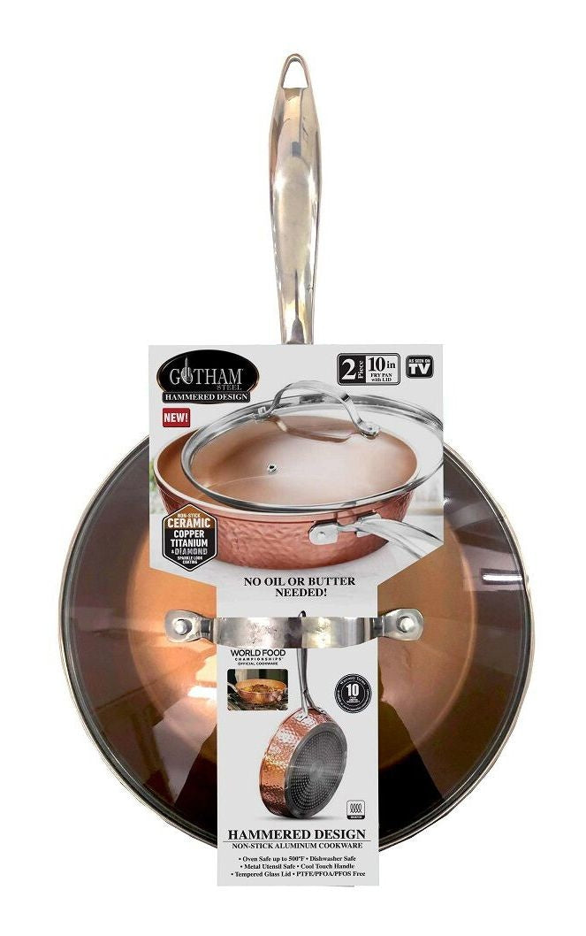 Hammered Diamond Pan with Lid, 10-in F133