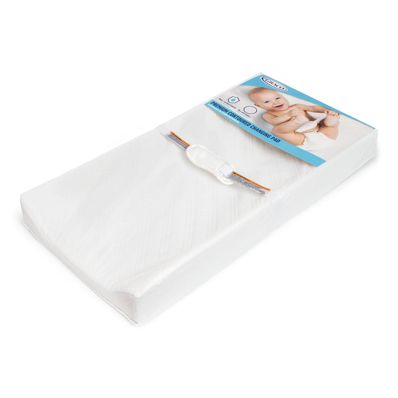 Premium Contoured Baby Changing Pad with Non-Skid Bottom, White B4842