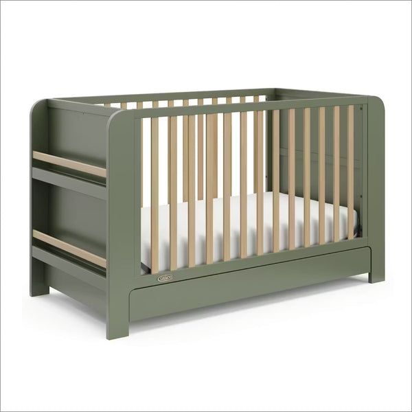 Read-with-Me 4-in-1 Crib with Drawer - Olive/Driftwood V3417