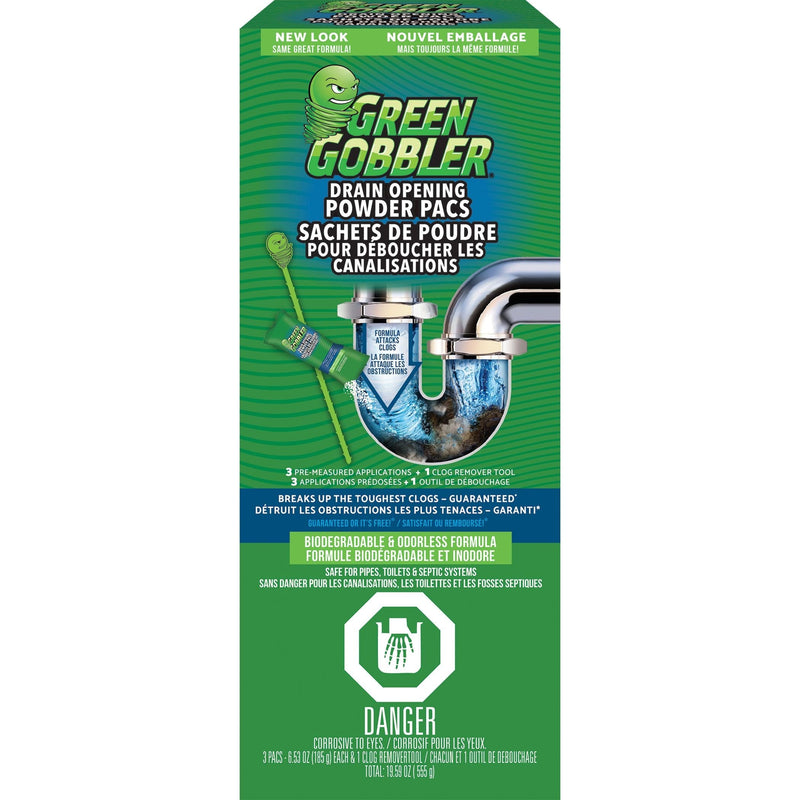 Drain Clog Dissolver Pacs, Biodegradeable, 555-g, 3-pk I9539
