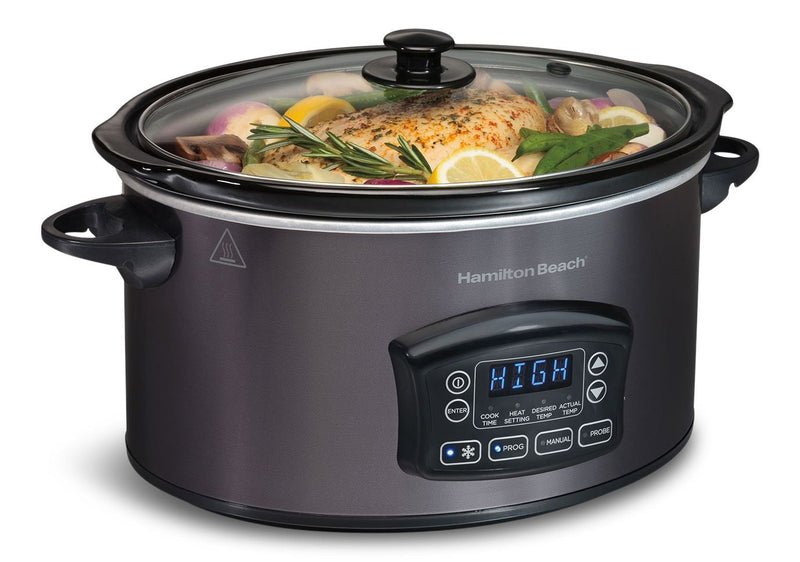 Programmable Defrost Slow Cooker, Black, 6-qt O0354