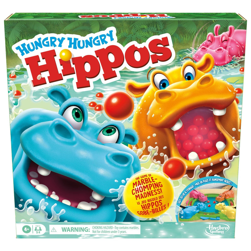 Hungry Hungry Hippos Classic Family Board Game, Bilingual, Ages 4+ Y6158