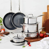 Paradigm Hybrid Ceramic Non-Stick Tri-ply Clad Cookware Set, 11-piece