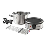 Stainless Steel Electronic Fondue Set with 8 Fondue Forks, Dishwasher Safe, 3L, 12-pc