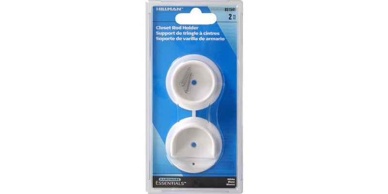 Closet Rod Holder, Mounting Hardware Included, White, 2-pc J4915