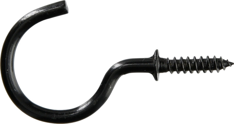 Mug Cup Hook, Half Hook Half Screw, Black, 7/8-in, 40-pk I0996