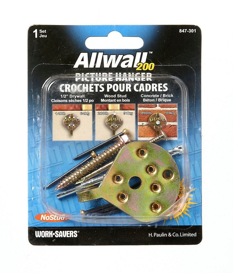 No Stud All WAll Picture Hanger, With Fasteners, 200-lb Capacity, Gold P5326