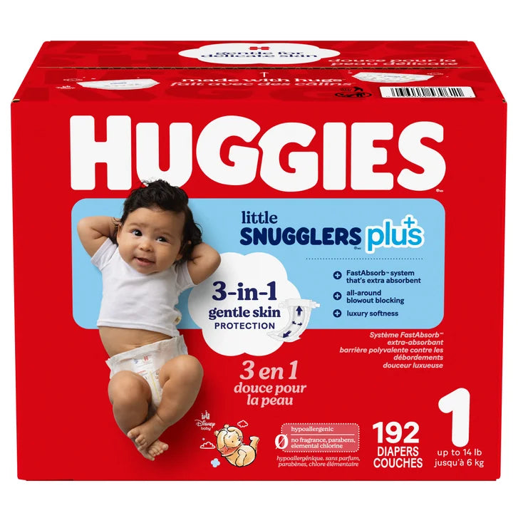 Huggies Little Snugglers Plus Diapers, Sizes 1 - 2 H3320