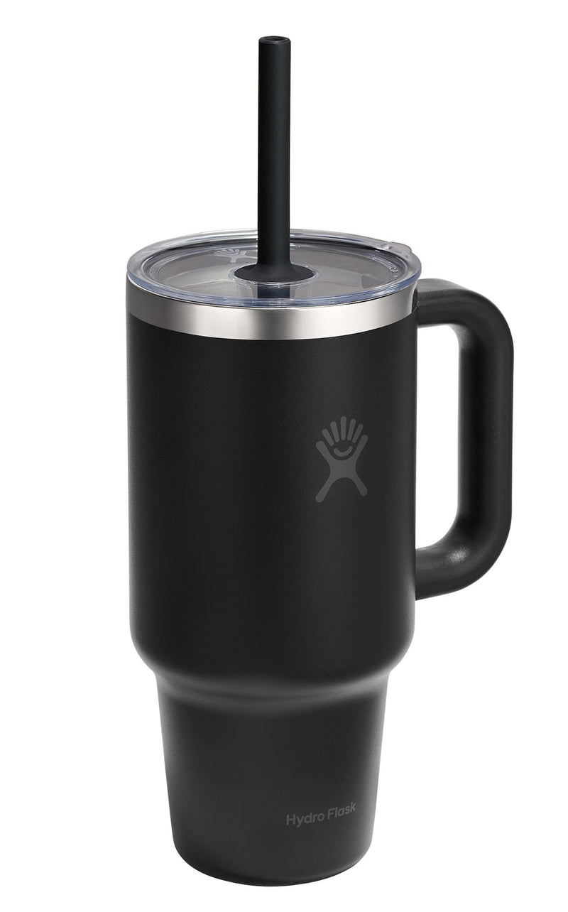 Stainless Steel Insulated Travel Tumbler Cup with Clear Straw Lid & Handle, Various Colours, 32-oz W8786
