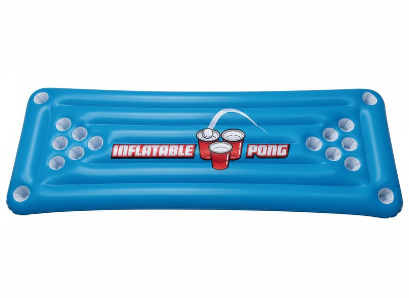 Inflatable Beer Pong Pool Game, Blue, 71-in, for Beach/Pool Fun Activities R1631