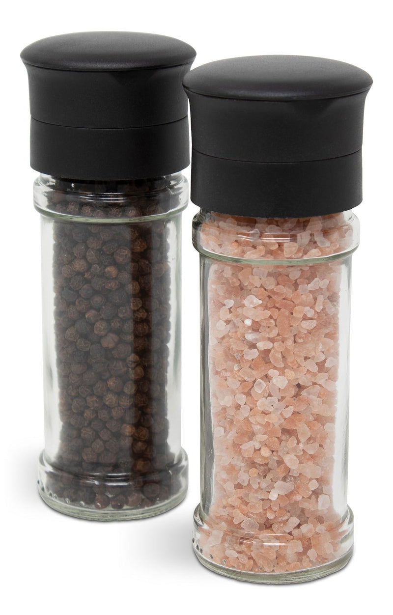 Glass Salt & Pepper Grinder Mill Set, Pre-Filled, 5.2-in, 2-pc O7476