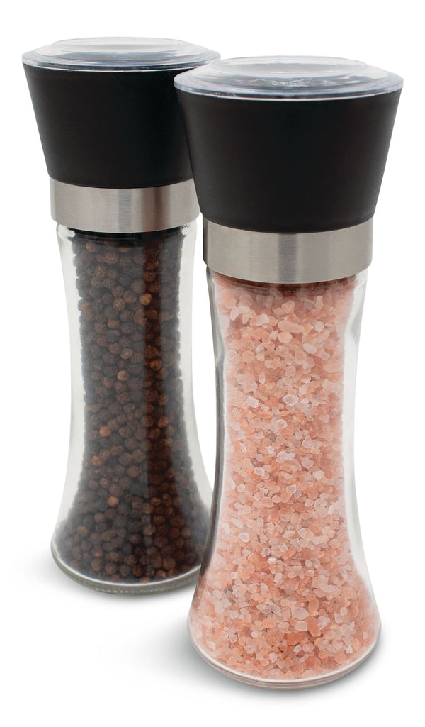 Glass Salt & Pepper Grinder Mill Set, Pre-Filled, 7.5-in, 2-pc D1633