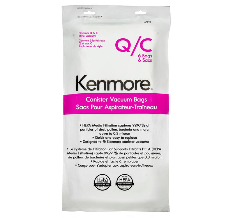 Genuine HEPA Canister Vacuum Cleaner Bags, 6-pk K0973