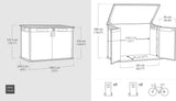 Cortina Mega Horizontal 2-Door Resin Outdoor Storage Shed with Built-In Ventilation & Open Roof/Lid, Grey, 533-Gal