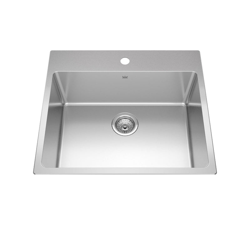 Brookmore Drop In Single Bowl 1-Hole Kitchen Sink, 25-in x 22-in x 9-in, Stainless Steel Q9266