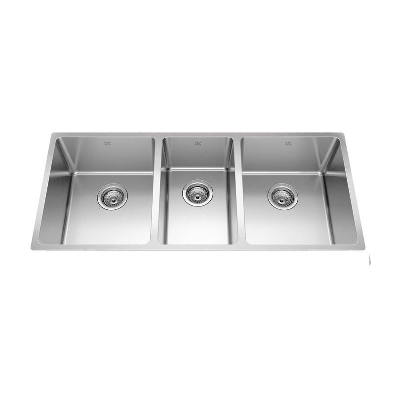 Brookmore Undermount Triple Bowl Kitchen Sink, 41.5-in x 18.1-in x 9-in, Stainless Steel Z1245