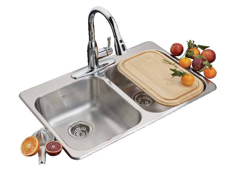 Drop In Double Bowl 3-Hole Kitchen Sink, 31.25-in LR x 20.5-in FB, Stainless Steel C1904
