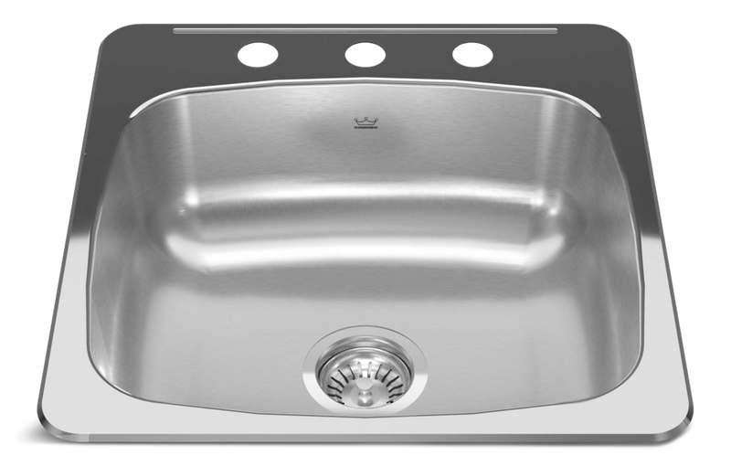 Drop In Single Bowl 3-Hole Kitchen Sink, 20.13-in x 20.56-in, Stainless Steel E2314